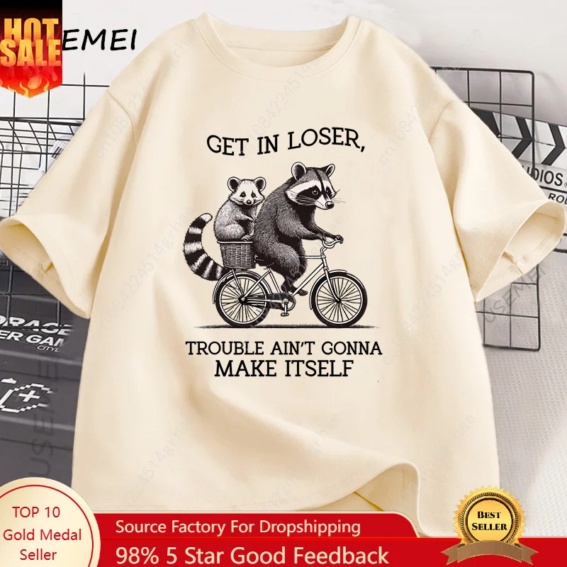Graphic Tee Oversized - T-shirt « Get in Loser »