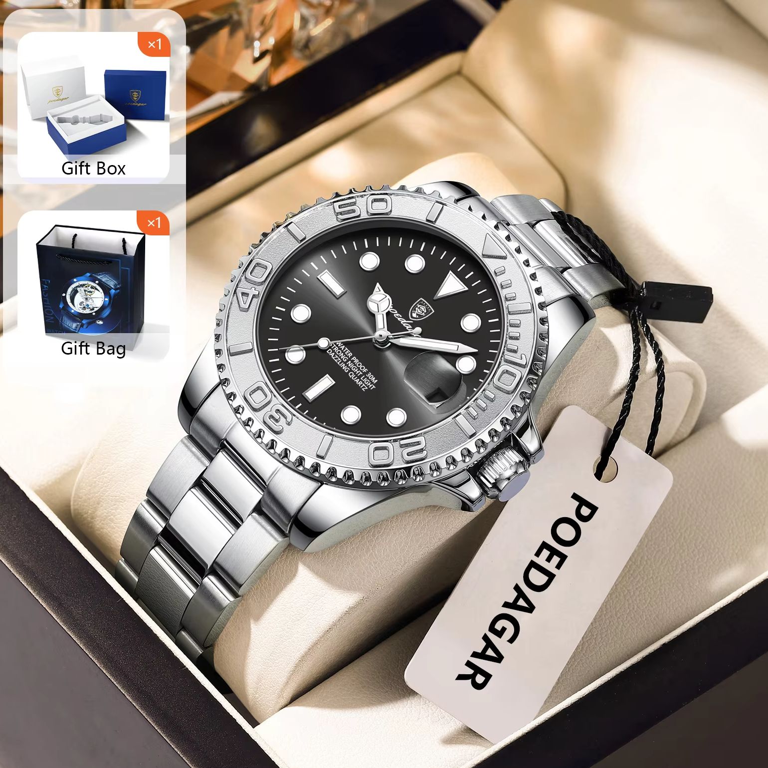 Men'S Fashion Box - POEDAGAR mode homme montre lumineuse étanche