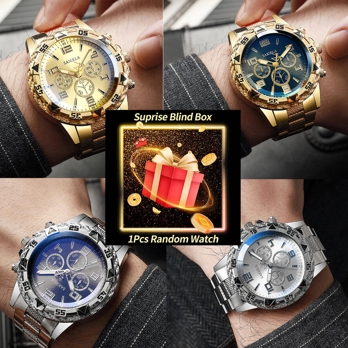 Men'S Fashion Box - Montre mystère Surprise pour hommes, boîte