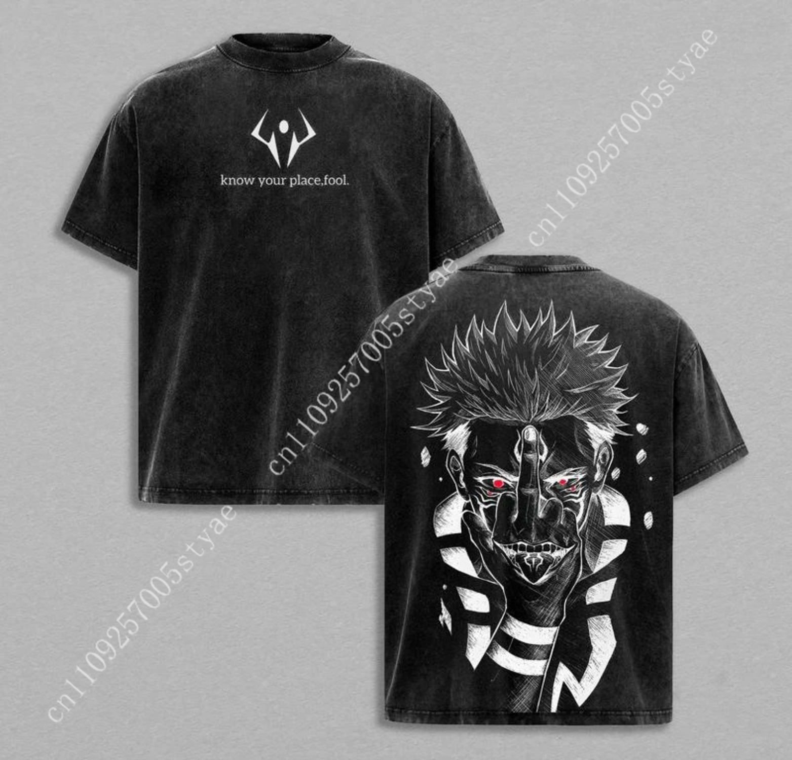 Graphic Tee Oversized - T-shirt graphique Anime Ryomen Sukuna, vintage,