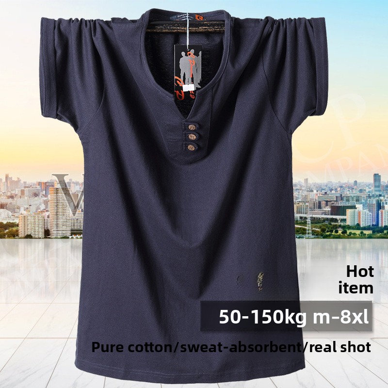 Men'S Fashion For Big Guys - T-shirt QICHE en coton épais à