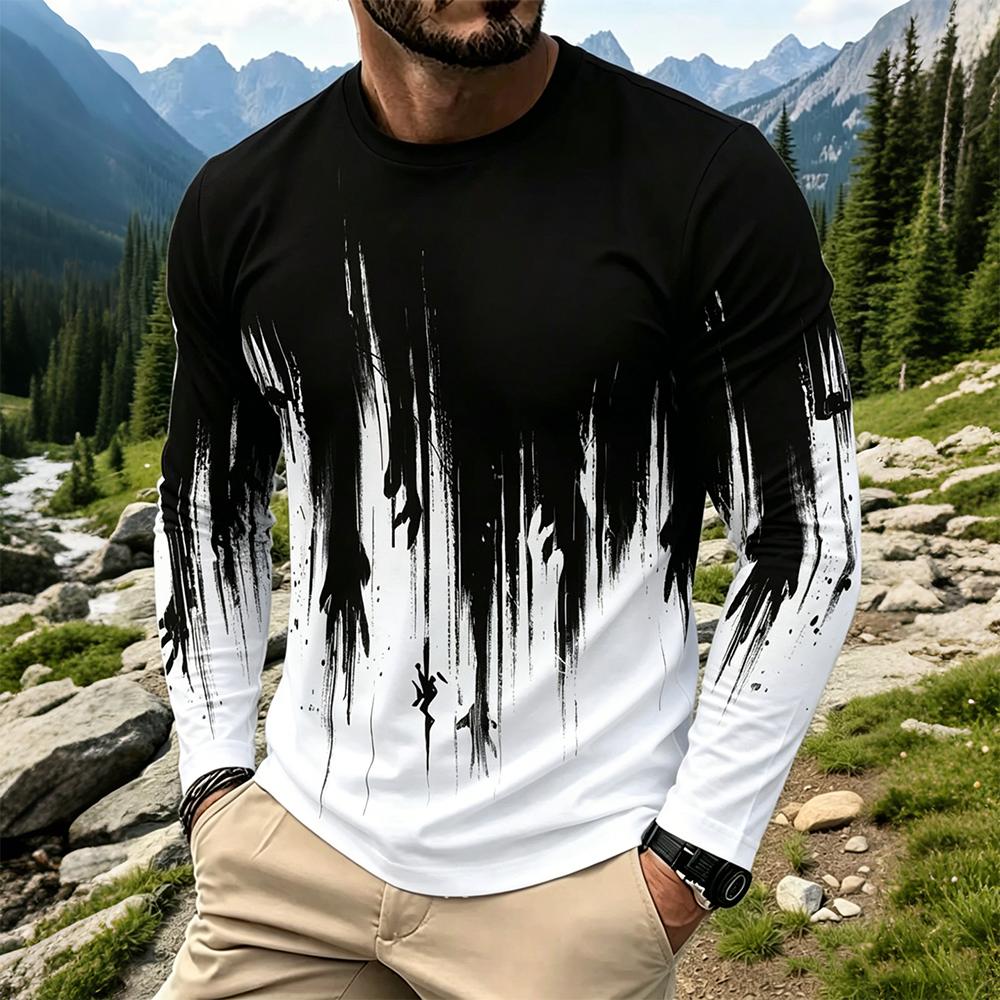 Men'S Spring Fashion - T-shirt à manches longues dégradé effet