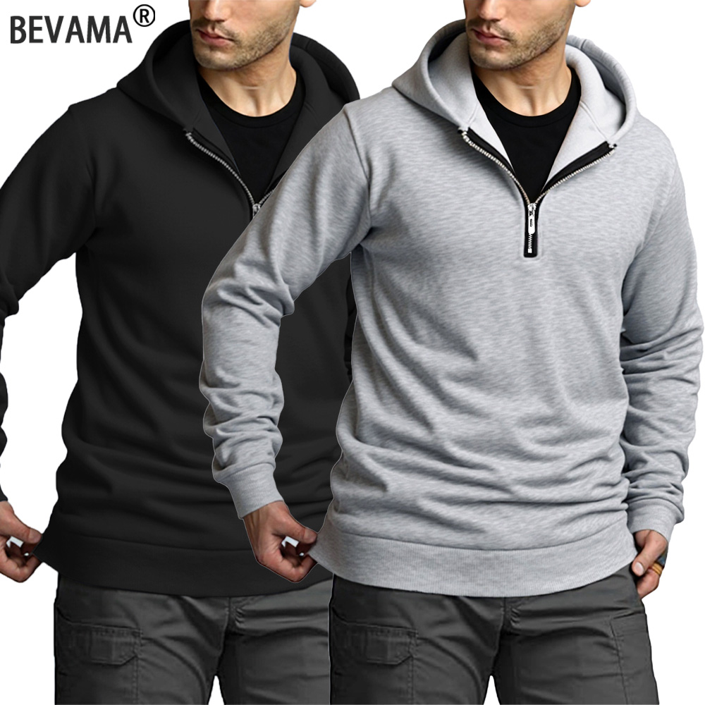 Mens Fashion Quarter Zip - Sweat-shirt à capuche à manches longues